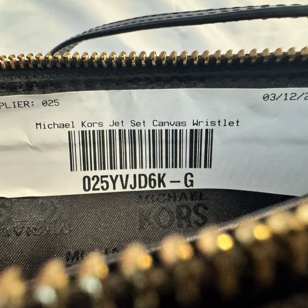 Michael Kors Jet Set Black Logo Canvas Wristlet Small